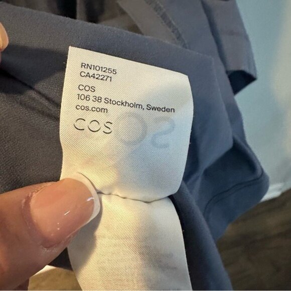 COS Slate Blue Asymmetric Hem T-Shirt Dress Cotton Blend Size Medium - Picture 12 of 16